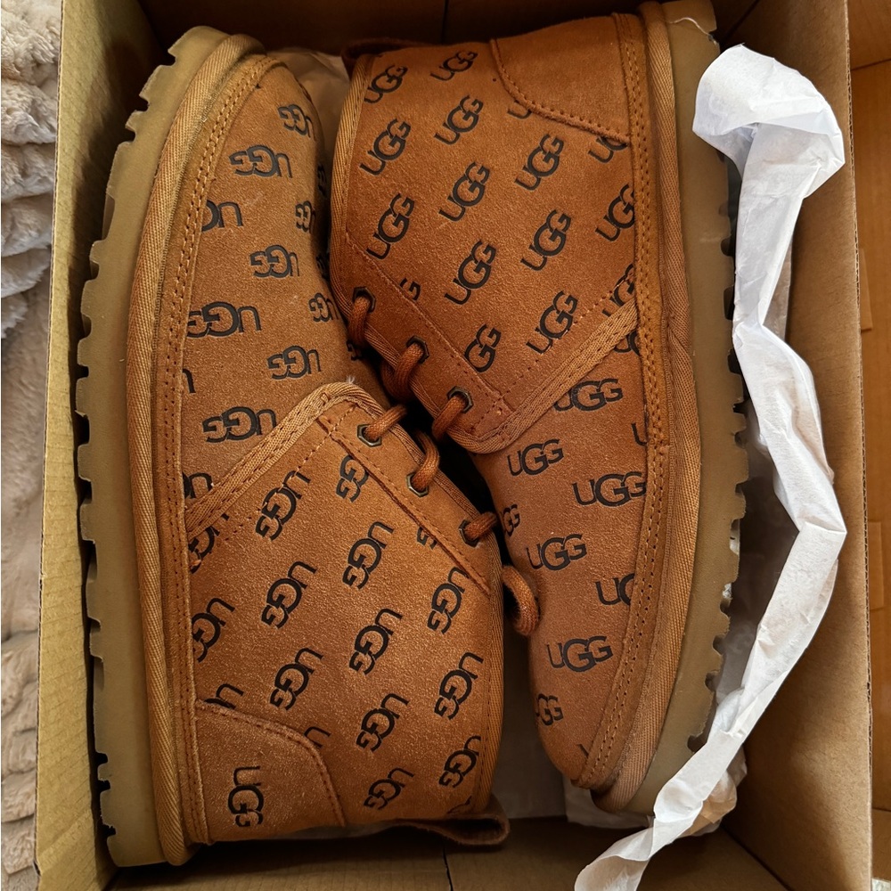 UGG Tan Logo Embossed Boots